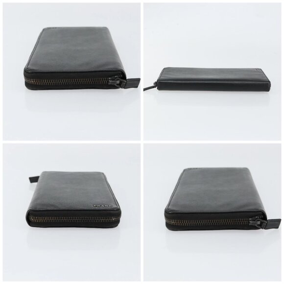 PRADA Round Wallet Safiano leather Black 2ML220 Auth 148677 - Picture 16 of 16